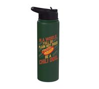 in A World Full of Plain Hotdogs Be A Chili Hotdog Hombres Mujeres Stainless Steel Insulated Water Bottle