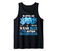 In April We Wear Blue Autism Awareness Men Women Kids Autism Camiseta sin Mangas