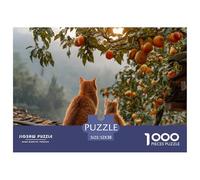 in Autumn Kittens on The Roof of N Old House 1000 Stück Premium-Karton Puzzle Autumn Village Lebendige Bilder Kreatives Spiel Puzzles Als Geburtstagsgeschenke 52x38cm/1000pcs