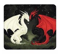 In Bianco E Nero Tappetino Mouse Piccolo 200x150x3mm, Tappetino Scrivania con Bordo Cucito, Mousepad Impermeabile e Antiscivolo, Pratica e Facile da Pulire, Accessori Gaming, Regalo Uomo, Drago V-1924