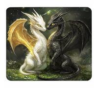 In Bianco E Nero Tappetino Mouse Piccolo 230x180x3mm, Tappetino Scrivania con Bordo Cucito, Mousepad Impermeabile e Antiscivolo, Pratica e Facile da Pulire, Accessori Gaming, Regalo Uomo, Drago O-1057