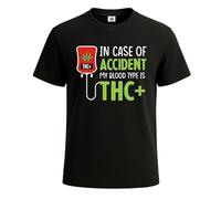 In Case of My Accident My Blood Type is THC Gift Party - Camiseta para hombre, Estampado en T negro y blanco, 5XL
