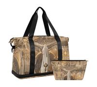 In Center Of Golden Cathedral Stood A Madonna Dressed in White Duffel Bag Carry on Weekender Overnight Bag with Toiletry Bag for Business Trips Multifuncional, En el centro de la catedral dorada se,