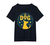 In Dog We Trust: Juguetón Paw Print Pet Lover Camiseta, Mujer Tallas Grandes, Negro, 6XL Grande