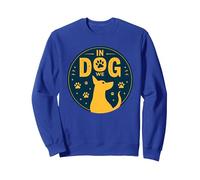 In Dog We Trust: Juguetón Paw Print Pet Lover Sudadera, Unisex para Adultos, Azul Real, M
