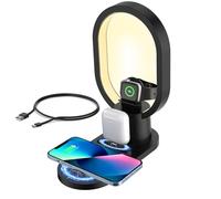 iN Estación de carga inalámbrica 3 en 1 con lámpara nocturna para dispositivos Apple | Soporte de viaje, cargador rápido para iPhone 16/15/14/13/12/11 | Cargador magnético MagSafe para Apple Watch