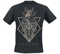 In Flames Skull Hombre Camiseta Negro M 100% algodón Regular