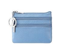 in Funda de piel con cremallera pequeña para mujer, cartera para llaves, azul claro, Talla única