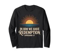 In Him We Have Redemption Efesios Verso de la Biblia Cristiano Manga Larga