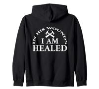 In His Wounds I Am Healed Inspirational Christian Quote Sudadera con Capucha