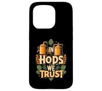 In Hops We Trust Funny Beer Brewing Graphic Carcasa para iPhone 15 Pro