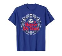 In Horror We Trust Spooky Skull Eye Gothic Men Macabro Camiseta, Hombre, Azul Real, M