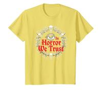 In Horror We Trust Spooky Skull Eye Gothic Men Macabro Camiseta, Niños, Limón, 12 años