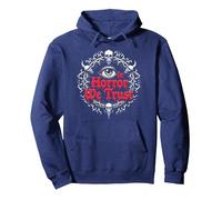 In Horror We Trust Spooky Skull Eye Gothic Men Macabro Sudadera con Capucha, Unisex para Adultos, Azul Marino, M