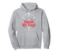 In Horror We Trust Spooky Skull Eye Gothic Men Macabro Sudadera con Capucha, Unisex para Adultos, Gris Jaspeado, L
