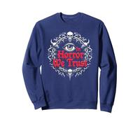 In Horror We Trust Spooky Skull Eye Gothic Men Macabro Sudadera, Unisex para Adultos, Azul Marino, XL