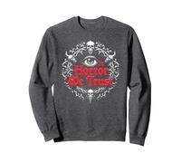 In Horror We Trust Spooky Skull Eye Gothic Men Macabro Sudadera, Unisex para Adultos, Jaspeado Oscuro, XXL