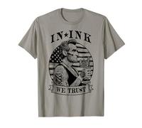 In Ink We Trust Funny Tatuado Tatuado Lincoln Tattoo Bandera de Estados Unidos Camiseta