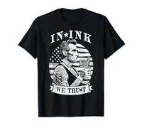 In Ink We Trust Funny Tatuado Tatuado Lincoln Tattoo Bandera de Estados Unidos Camiseta