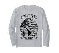 In Ink We Trust Funny Tatuado Tatuado Lincoln Tattoo Bandera de Estados Unidos Manga Larga