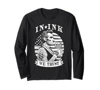 In Ink We Trust Funny Tatuado Tatuado Lincoln Tattoo Bandera de Estados Unidos Manga Larga