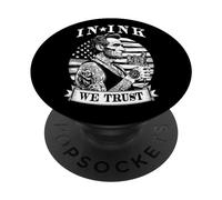 In Ink We Trust Funny Tatuado Tatuado Lincoln Tattoo Bandera de Estados Unidos PopSockets PopGrip Adhesivo