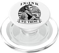 In Ink We Trust Funny Tatuado Tatuado Lincoln Tattoo Bandera de Estados Unidos PopSockets PopGrip para MagSafe