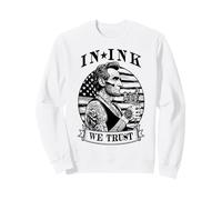 In Ink We Trust Funny Tatuado Tatuado Lincoln Tattoo Bandera de Estados Unidos Sudadera