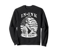In Ink We Trust Funny Tatuado Tatuado Lincoln Tattoo Bandera de Estados Unidos Sudadera