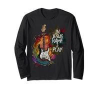 In Jesus Name I Play Guitar Christian Guitarist God Faith Manga Larga