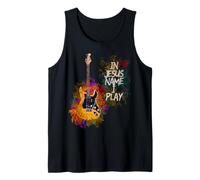 In Jesus Name I Play Guitar Christian Guitarists God Faith Camiseta sin Mangas