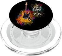 In Jesus Name I Play Guitar Christian Guitarists God Faith PopSockets PopGrip para MagSafe
