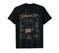 in La quietud La Tierra Habla Naturaleza Montaña Camping Camiseta gráfica económica, Hombre, Negro, L