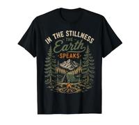 in La quietud La Tierra Habla Naturaleza Montaña Camping Camiseta gráfica económica, Hombre, Negro, S