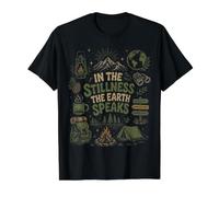 in La quietud La Tierra Habla Naturaleza Montaña Camping Camiseta gráfica económica, Hombre, Negro, S