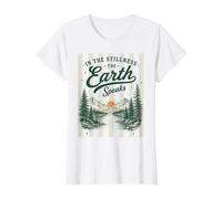 in La quietud La Tierra Habla Naturaleza Montaña Camping Camiseta gráfica económica, Mujer, Blanco, XS
