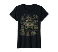 in La quietud La Tierra Habla Naturaleza Montaña Camping Camiseta gráfica económica, Mujer, Negro, L