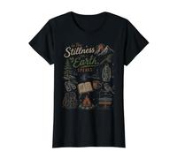 in La quietud La Tierra Habla Naturaleza Montaña Camping Camiseta gráfica económica, Mujer, Negro, M