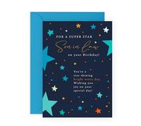 In Law's - Tarjeta de cumpleaños con texto en inglés "Superstar Son In Law", regalos para hijo, familia, hombres, chicos, él, marido de hija, estrellas, viene con divertidas calcomanías