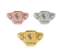 In Loving Memory With Wings - Anillos de piedra natal personalizados para mujer, anillo personalizado para abrazar del cielo, anillos conmemorativos para mujer, anillo de ala de ángel, joyería