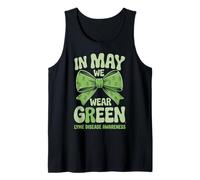 In May We Wear Green Groovy Bow Lyme Disease Awareness Camiseta sin Mangas