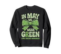 In May We Wear Green Groovy Bow Lyme Disease Awareness Sudadera