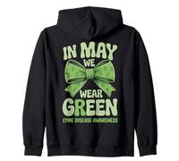 In May We Wear Green Groovy Bow Lyme Disease Awareness Sudadera con Capucha