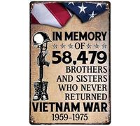 In Memory Of 58479 Brothers And Sisters Who Never Returned Vietnam War Army Soldier - Letrero de aluminio para decoración de pared de metal, pintura de hierro para interiores y exteriores, decoración