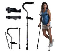 in-Motion Pro - Muletas plegables para adultos con asas ergonómicas, tecnología de asistencia por resorte, puntas articuladas, tamaño alto (5'25.4 cm - 7'2.5 cm), gris carbón