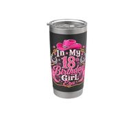 In My 18th Birthday Era Cowgirl 18 Years Old Birthday Girl Vaso térmico de acero inoxidable de doble pared