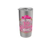 In My 19th Birthday Girl Era Pink Western Cowgirl Party Vaso térmico de acero inoxidable de doble pared