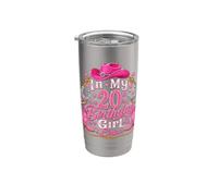 In My 20th Birthday Girl Era Pink Western Cowgirl Party Vaso térmico de acero inoxidable de doble pared