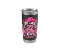In My 22nd Birthday Era Cowgirl 22 Years Old Birthday Girl Vaso térmico de acero inoxidable de doble pared