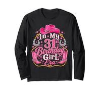 In My 31st Birthday Girl Era Pink Western Cowgirl Party Manga Larga